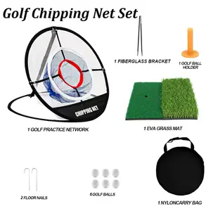 One Over Golf Club Pop Up Golf Practice Chipping Net with Golf Hitting Mat Training Target Portable