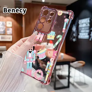 Sweet Nutcracker Pattern Phone Case Suitable for Samsung Galaxy S23 Ultra S24 Plus S25 S22+ FE Edge Four Corner Air Cushion Anti Drop Transparent Full Coverage Cover