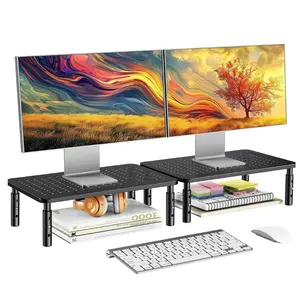 2 Pack Monitor Stand Computer Height Adjustable Riser for Monitors, Laptop - Black