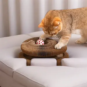 Interactive Folding Accordion Cat Scratching Pad with Ball - Calming Curl Toy for Feline Entertainment (Cat Furniture, Scratching Barrel Alternative)