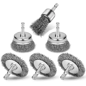 6 count Professional Wire Wheel Brush Set, Carbon Steel Cup Wire Brush for Drill with 1/4 Inch Hex Shank, Wire Brushes Drill Attachments for Cleaning Rust Removal,  & Scrub Surfaces, Drill BrushQuesear
