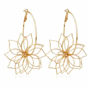 Flower Design Hoop Earrings, Exquisite All-Match Fashion Jewelry, Trendy Daily Party Ear Decor, Birthday Gift for Women
