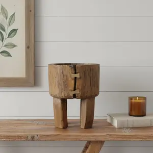 360 Stand Brown Wood Pot Planter - 18x14x14 in, Natural Look, Modern, Solid Construction, Indoor Use (Model 659059)