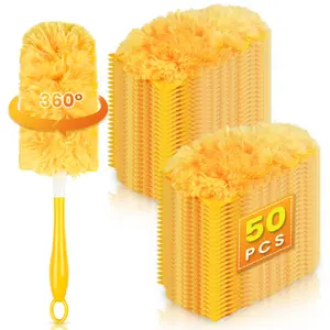 Heavy Duty Duster Refills 50 Count with 1 Short Handle Multisurface 360° Dusters 4X Microfibers Unscented for Cleaning