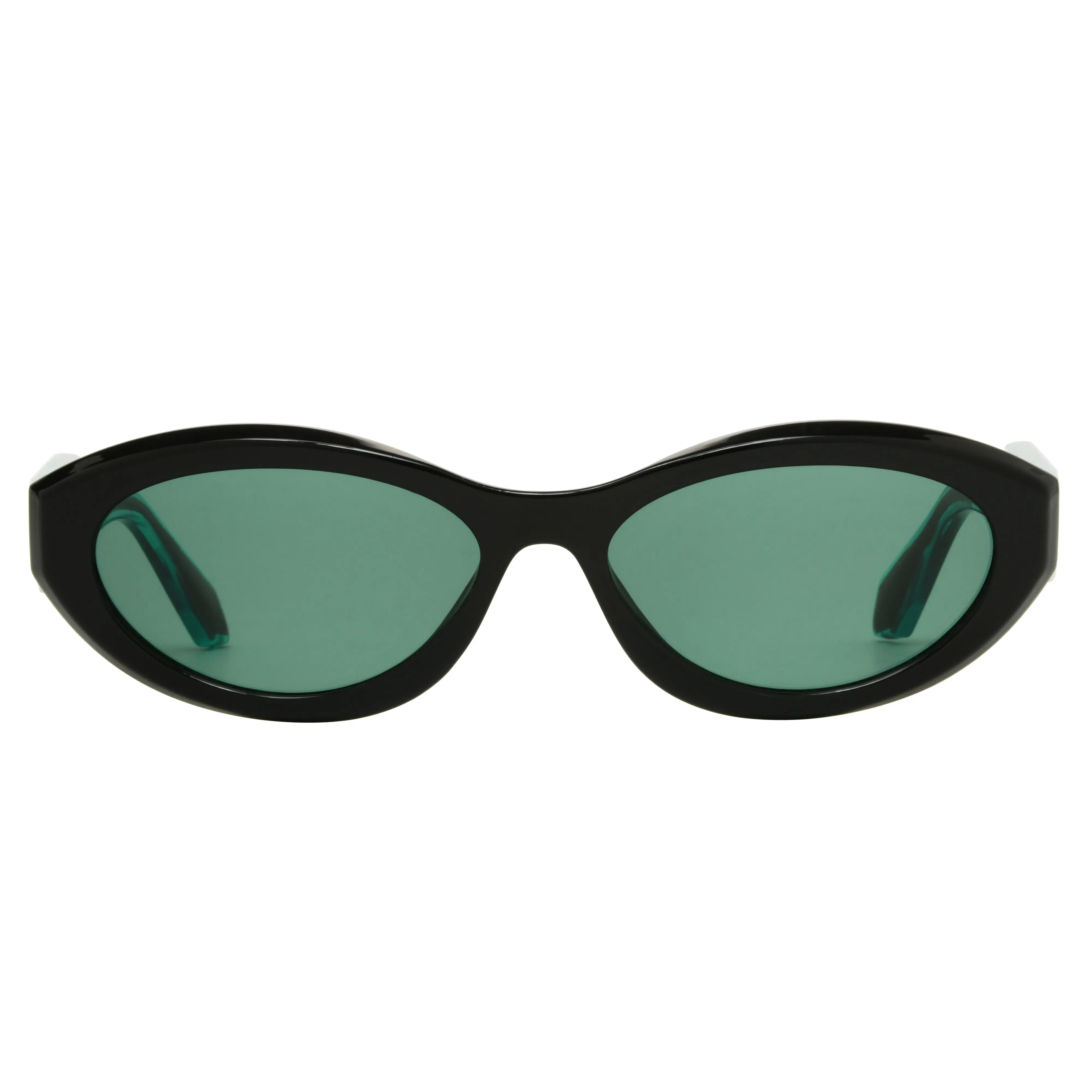 Positively Green Oval Metal Wire Sunglasses, Multi-Spray Masked Lens, Custom Facet Design, Includes Gifting Box