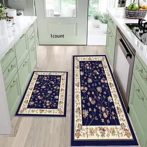 Floral Pattern Kitchen Mat, 1 Count Non-slip Kitchen Rug, Washable Kitchen Area Rug, Decorative Carpet for Home Kitchen Living Room Bedroom, Kitchen Runner Rug, Flower Pattern Rugs, Kitchen Floor Mat