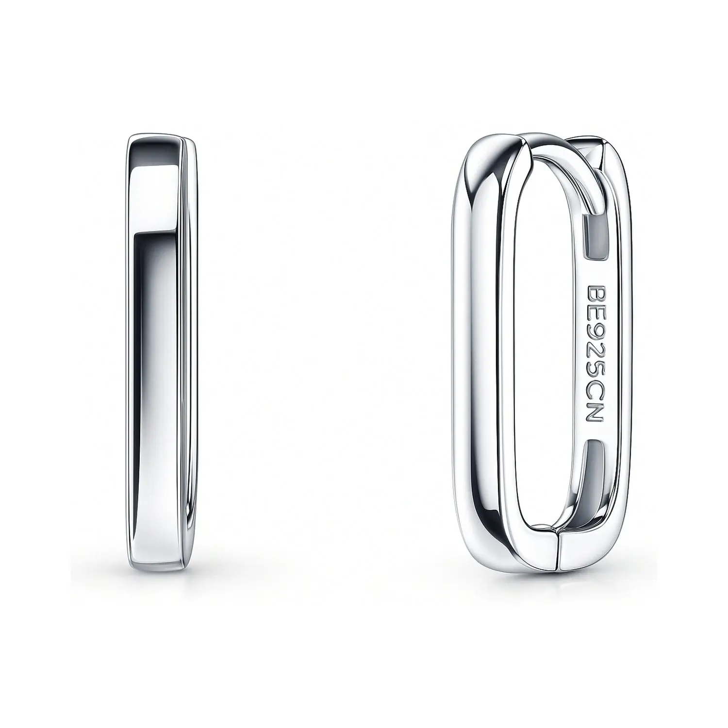 BERRICLE Sterling Silver Rectangle Small Hoop Earrings for Women, 0.6 inch