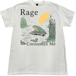 “Rage Consumes Me” Frog Meme Funny Y2K Humor Graphic Tshirt