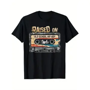 RAISED ON OLD SCHOOL HIP HOP Tshirt Cassette Graffiti Rap T-Shirt men gift apparel Cotton Menswear tees men  gifts Soft Top