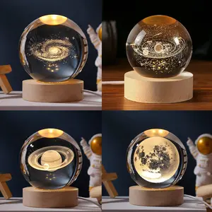 3D Crystal Ball 60mm Universe Gifts with Laser Engraved Model Astronomy Decor Solar System, Milky Way, Saturn, Moon, Gift for Kids, Physics Enthusiasts, and Space Model Collectors,3d crystal ball night light gifts for boyfriend ,gifts boyfriend