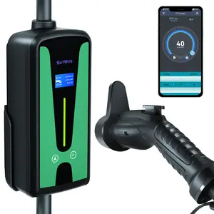 Hardwired 40 Amp Smart Home WiFi Level 2 EV Charger,110-240V,NEMA 14-50 Plug, 23-Foot Cable, Ev Chargers folHome Level 2, Indoor/Outdoor Ev Charging Station (Green)