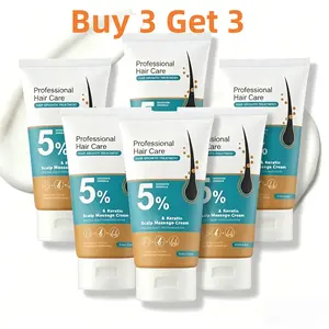 [BUY 3 GET 3 FREE]5% Minoxidil & Keratin Scalp Massage Cream for Hair Growth Treatment Men Women Nano Foam Essence Fast Regrowth Prevent Loss