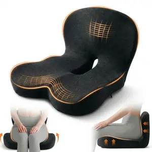 Stop Back Pain! Memory Foam Seat Cushion for Long Sitting, Ergonomic Hip & Tailbone Support Pillow for Office, Home & Driving, Non-Slip Breathable Chair Pad