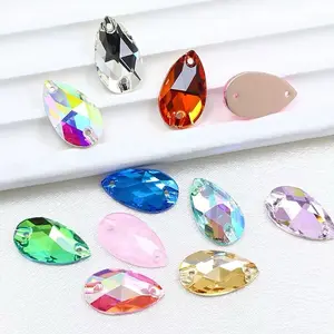 17*28mm Pear Sew-On K9 Crystal Tear Drop Flat Back High Quality BeadinG Rhinestone DIY Decoration