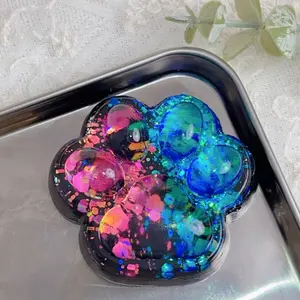 Colorful Cat Paw Squeeze Toy, Kawaii Squishies, Soft Pocket-Sized Leisure Item, Perfect for Office and Travel, Fun Rainbow Color Flash Design