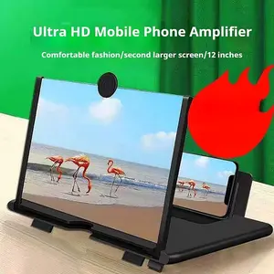 12" Screen Magnifier For Cell Phone , 3d Hd Magnifying Projector Enlarger Expanders Movies Videos And Gaming Foldable Stand With Amplifier,compatible All Smartphones