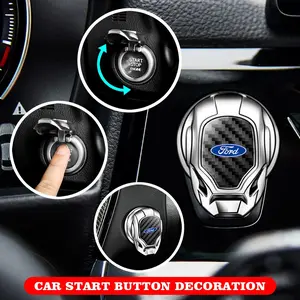 Ford Car Interior Engine Start Button Protective Cover, Car Engine Start Button Cap, Engine Start/Stop Switch Decorative Button Cover, Flip-Open Automotive Style Design, Car Engine Accessories