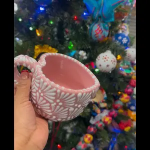 Pink taza corazón hand made mug