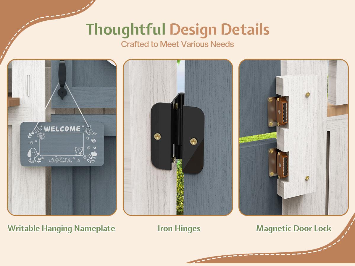 ALBOTT Kids Outdoor Wooden Playhouse with Kitchen Set, Durable Fir Wood Construction with Waterproof Roof & Rust-Resistant Hinges, Pretend Playhouse for 3–8 Years Old Boys & Girls