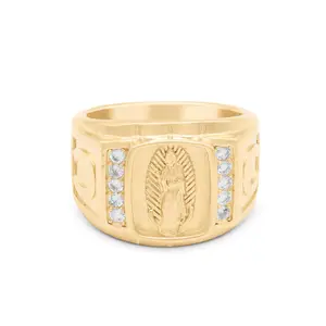 Men's Gold Guadalupe Ring, 14k Heavy Plated Gold, Lifetime Replacement Guarantee