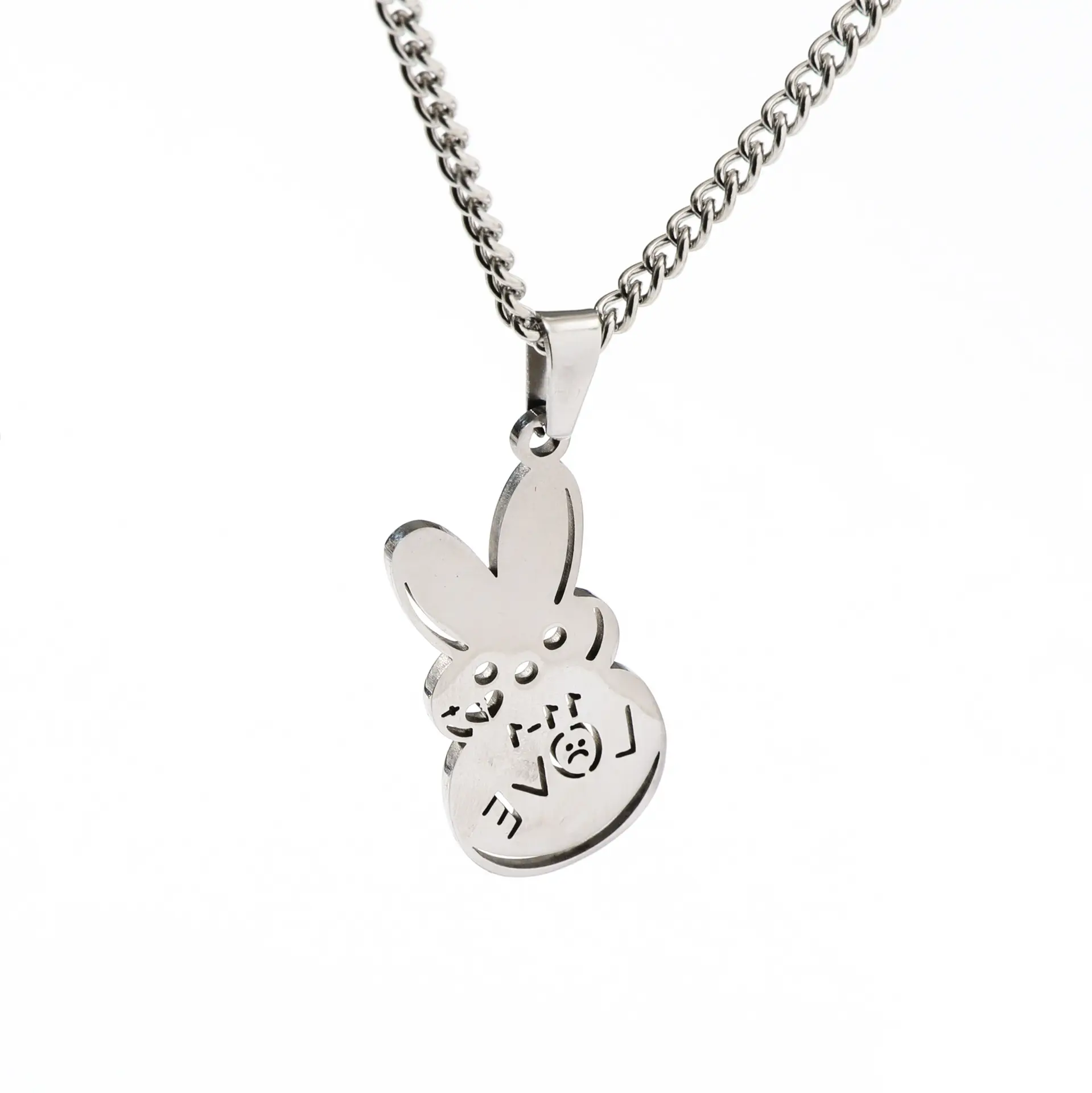 Simple Cartoon Clavicle Chain Stainless Steel LOVE Rabbit Necklace Personalized Fashionable Men's and Women's Jewelry