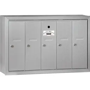 Salsbury Vertical Mailbox 5 Door, Aluminum - (Includes Master Commercial Lock) Surface Mounted - Private Access - 3505ASP