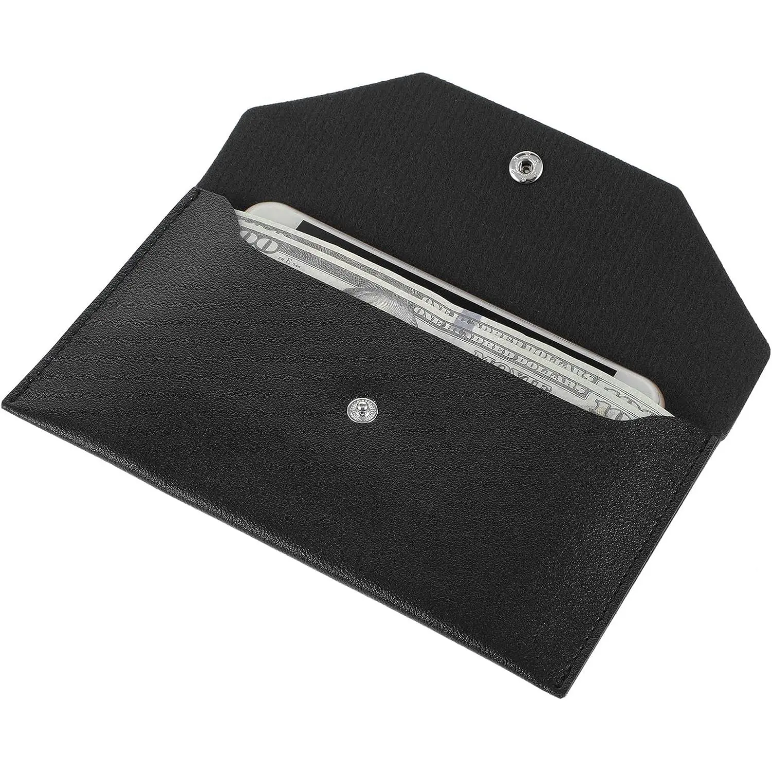 PU Leather  Envelope Wallet -   Wallet & Pouch for Travel & Budgeting, Black
