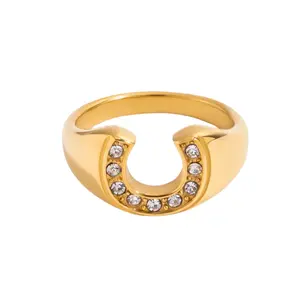 Crystal Horseshoe Ring - Gold Plated 316 Stainless Steel