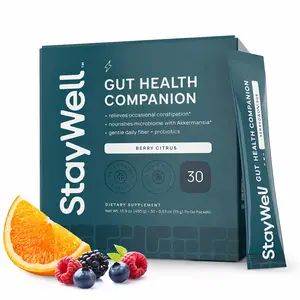 Gut Health Companion – Akkermansia Probiotic & Prebiotic Fiber Gut Health Powder – Synbiotic Microbiome Support for Digestive Balance, Regularity & Bloating Relief Vegan Sugar-Free Berry Citrus 30 Servings