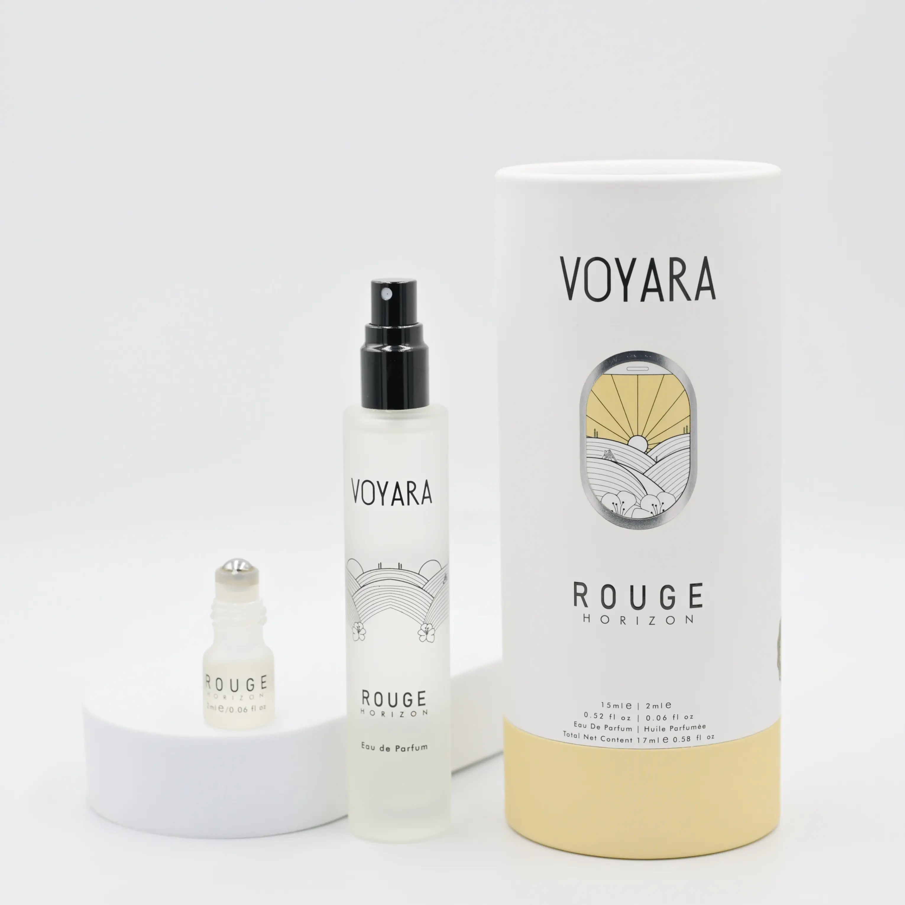 Voyara Rouge Horizon Travel Size Perfume Combo 15ml Eau de Parfum & 2ml Roll TSA Approved Travel Friendly