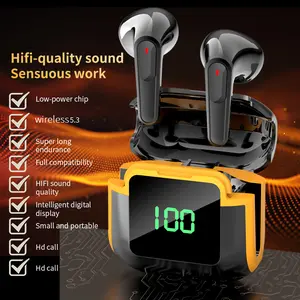 PRO-90New wireless earbuds. Touch control.Wireless version 5.3 360-degree surround sound The LED screen displays the battery level.Extremely long battery life Both men and women can use it Games, running exercises, voice calls Type-C interface charging,