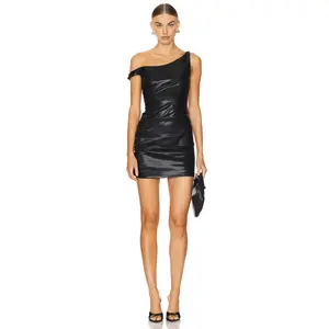 superdown Lennon Faux Leather Dress in Black