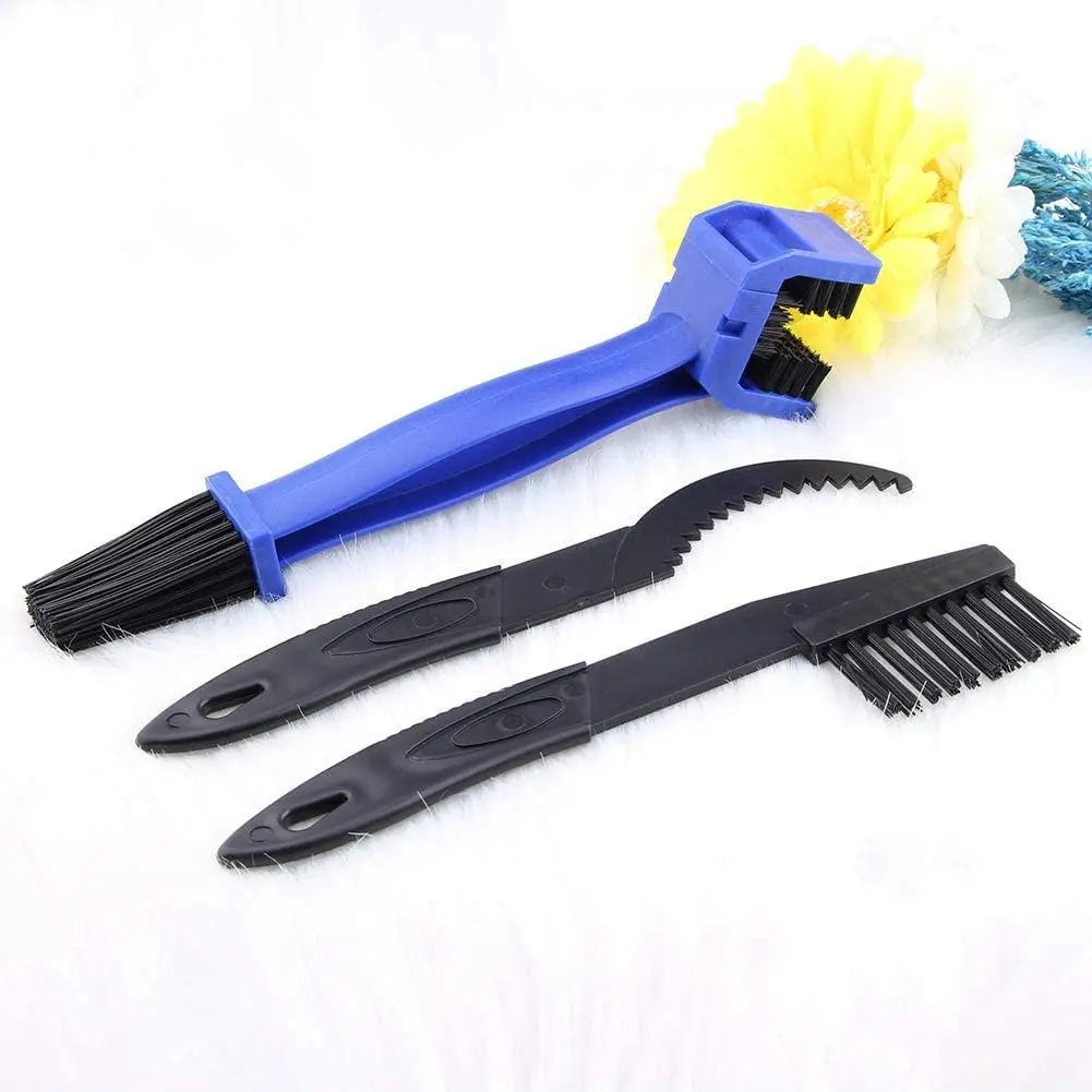 Motorcycle & Bike Chain Cleaner Tool Set Bicycle Chain Gears Maintenance Cleaning Brush Kit for All Type Chain Gears (3 Kinds)