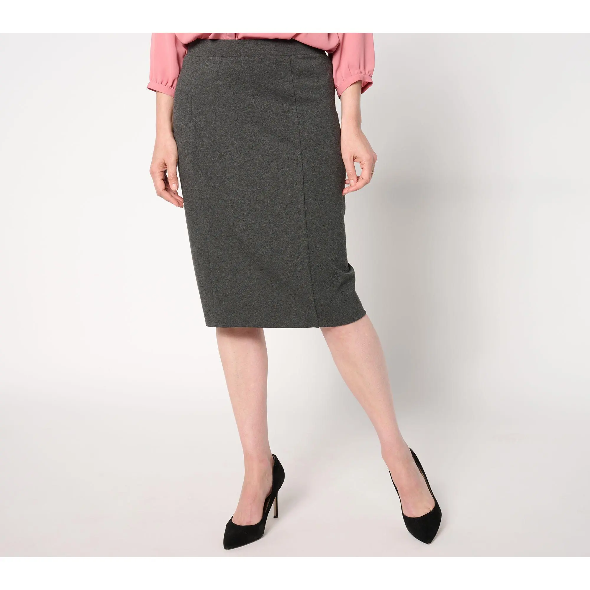 Tailored by Susan Graver Petite Smart Ponte 350 Pull-On Skirt