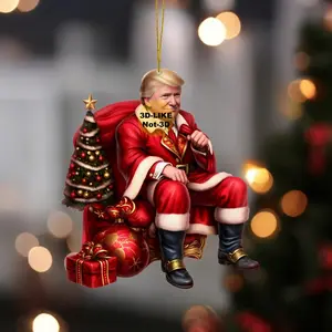 【Black Friday Deal】8Pcs/1Set Christmas TRUMP Dwarves 2D Acrylic Pendant: Christmas Decorations, Funny Cute Christmas Trump, New Year Gifts, Home, Window, Office, Classroom, Wine Bottle, Car Rearview Mirror, Yard, Party Decoration