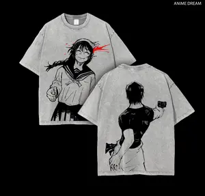Retro Heavy Limited Toji and Amanai T-shirt Anime Manga Tee Jujutsu Kaisen T-shirt Streetwear Tee Menswera Round Neck Casual Shirt-JJK Menswear Top