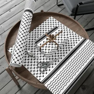 Palestine Keffiyeh Gift Wrap, Free Palestine Birthday Gift Wrap Paper, Arab Christmas Present Gift Wrapping Paper, Saudi Black Shemagh Print Wrapping Paper