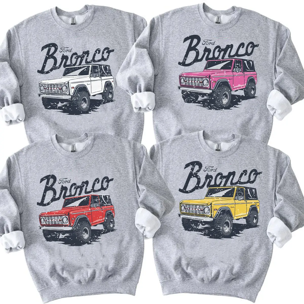 Custom Color Vintage Ford Bronco Sweatshirt - Classic Blue Off-Road Truck Graphic Crewneck - Cozy Gildan Pullover for Car Enthusiasts, Men & Women - Perfect Automotive Apparel Gift