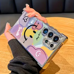 Phone Case - Colorful Heart-Shaped Smiley Face Phone Case, Suitable for a variety of iPhone and samsung  models, from Iphone 15,17 series to Iphone 11 series Drop-Proof, Transparent, Trendy