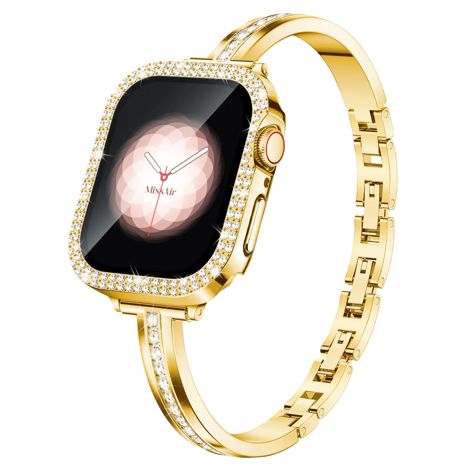 MISSAIR Bling Diamond Bracelet Case With Band Compatible with Apple Watch Series 1-10, SE & Ultra（38mm-49mm），Women's Slim Metal Strap Wearable Accesso