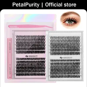 30D+40D 2 Style Lash Clusters Kit, 1 Set Mixed Length Individual Eyelash Extensions Kit, Self Grafting False Eyelashes with Tweezers Glue & Remover, Professional Eye Makeup Accessories for Women