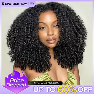 [FLASH SALE] OQ HAIR Burmese Curly Wear Go Half Wig Seamless Water Wave Flip Over Wig 3 IN 1 Wear Go Glueless Human Hair Wigs With Drawstring Invisible Hairline for Beginner Friendly Vacation Hair Wigs dealsforyoudays