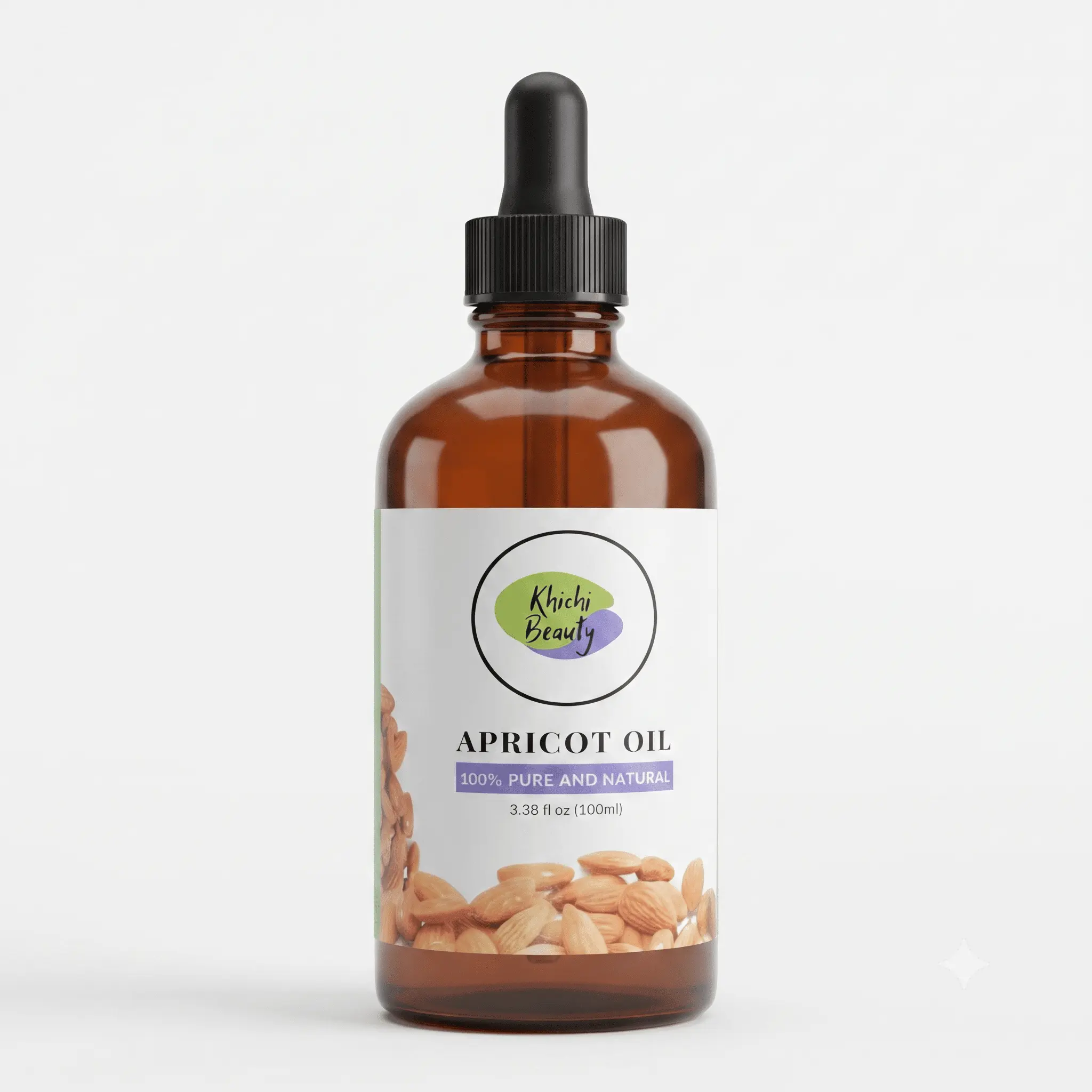 Khichi Beauty Apricot Oil, Organic, Pure and Natural, 3.38oz (100ml).