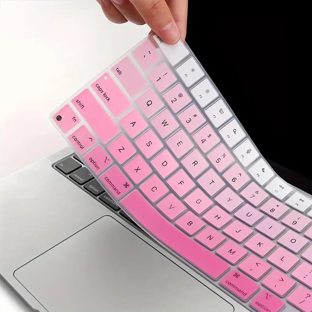 Laptop Keyboard Silicone Cover Skin, Dust-proof Keyboard Covers, Premium Ultra-thin Keyboard Skin for MacBook Air 13" 15.3"(A2681 A2941)/2021 Pro/Max Pro 14" 16" (A2442 A2485) M1, Pink Pastel Color