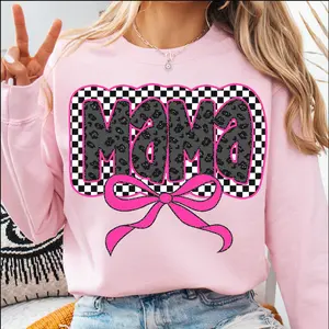 Glitter Pink Mama Coquette Bow, Mama Checkered, Mama Varsity, Pink Mama, Mama, Mama Bow, Mini & Mama Leopard