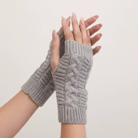Knitted Half-finger Gloves for Women, 1 Pair Casual Outdoor Sports Fingerless Warm Hand Made Gloves for Autumn and Winter, Unisex, Gloves for Winters