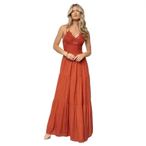 Summerlin Lace Top Maxi Dress | Rust