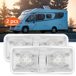 1/2PCS 12V RV LED Ceiling Lights, 24/48 LED Double Dome Light with 3-Way Switch, 300/600 Lumen Interior Lighting for Camper Trailer Boat Van