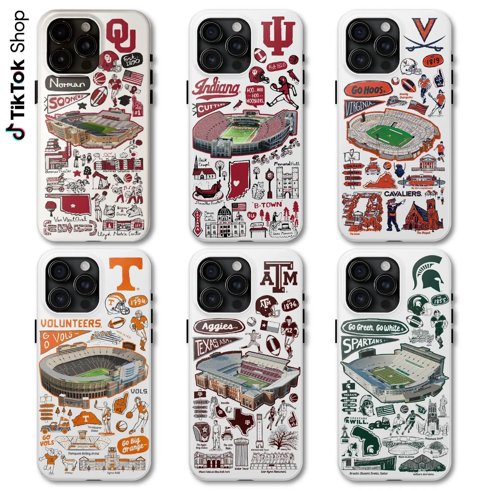 Sooners Hoosiers Cavaliers Volunteers Aggies Spartans College Football Phone Case, National Collegiate Athletic Association Team Collection Phone Cover, Gifts For Varsity College Sports, 17 Air Pro Max