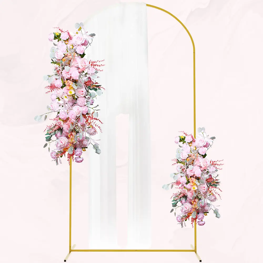 Premium Golden Iron Arch Backdrop Stand 120cm×220cm, Heavy Duty Metal Wedding Arch Frame, Multipurpose Balloon & Artificial Flower Display Stand for Birthday, Baby Shower, Wedding Ceremony, Graduation, Grand Opening Indoor & Outdoor Event Decor